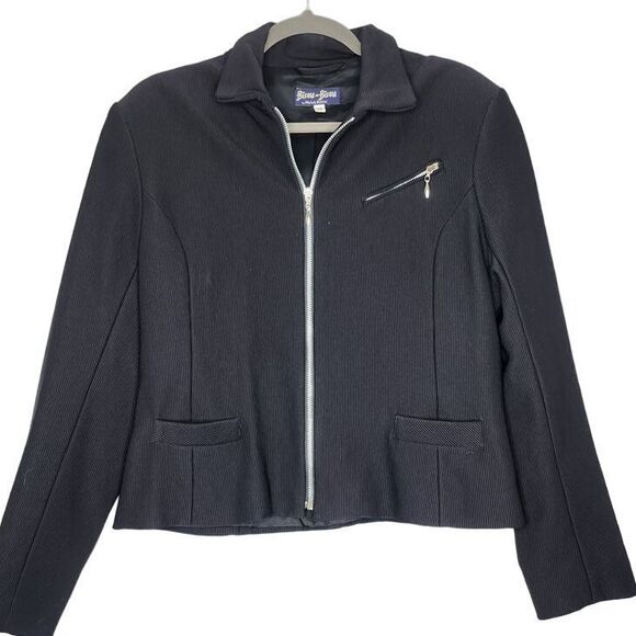 Bisou Bisou Jackets & Blazers - Bisou Bisou Womans Zip up jacket Size 12 Black with beautiful Silver Zippers.